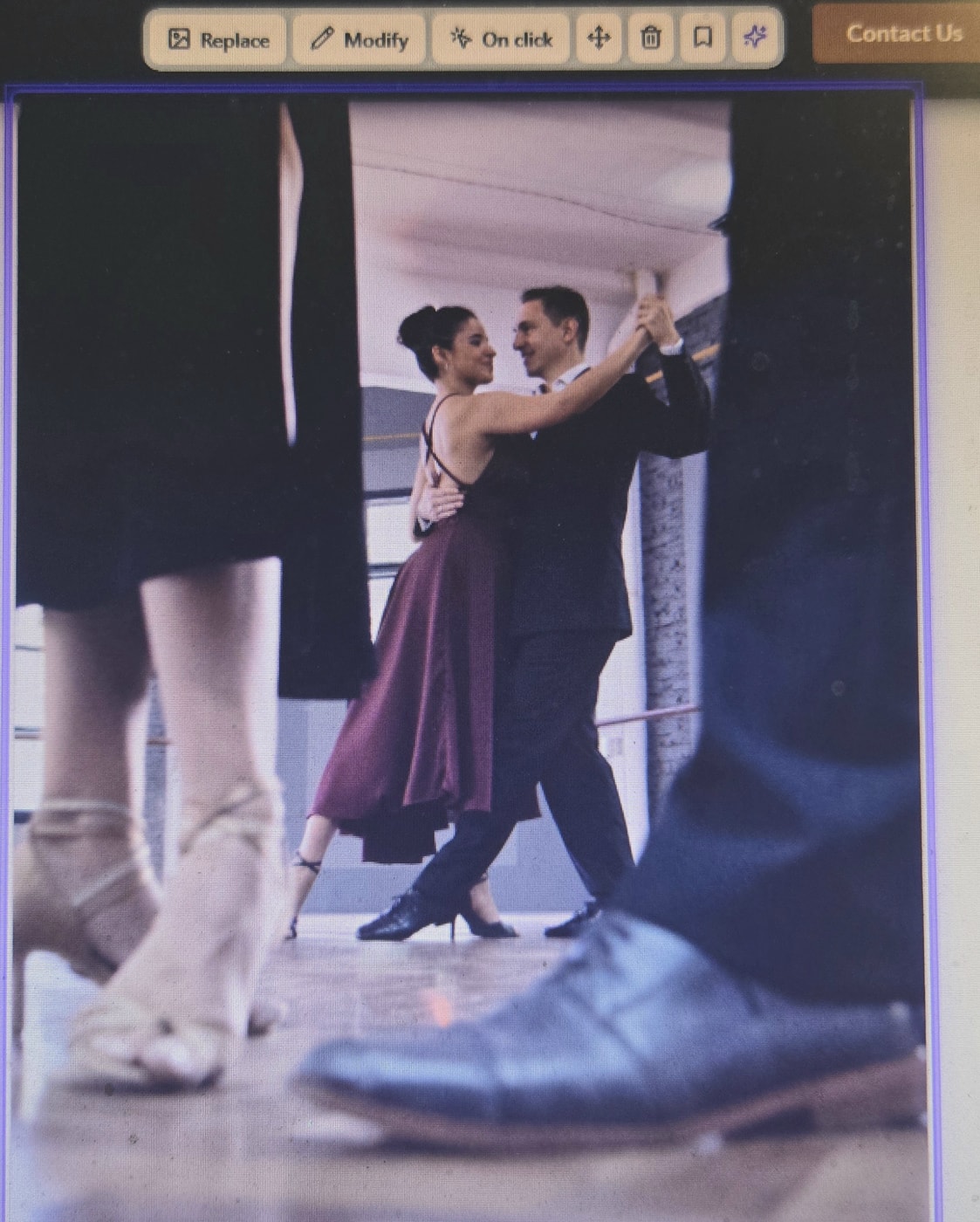 Ballroom dance couple performing an elegant waltz